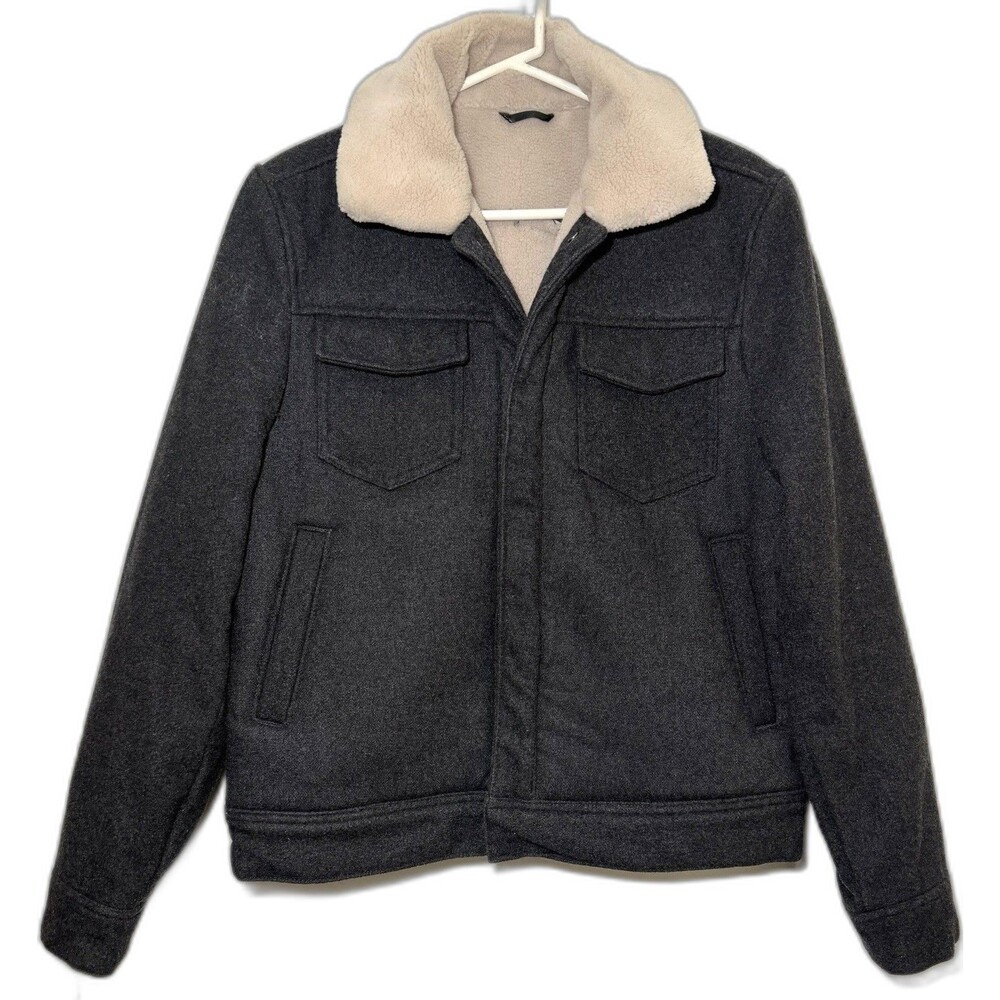 Mango Man MNG Wool Blend Sherpa Lined Trucker Jacket Men’s Small Faux Shearling
